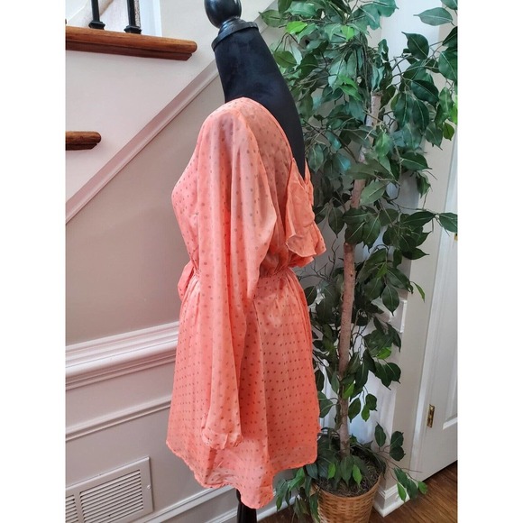 Umgee Women Orange Cotton Round Neck Long Sleeve Casual Knee Length Dress Size M - Picture 6 of 13